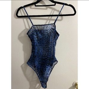 Leopard blue sheer bodysuit